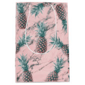 Sac Cadeau Moyen Ananas & marbre rose Swirl moderne Tropical Chic (Devant)