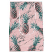 Sac Cadeau Moyen Ananas & marbre rose Swirl moderne Tropical Chic (Dos)