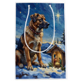 Sac Cadeau Moyen Anatolian Shepherd Dog Guarding Nativity Scene (Devant)