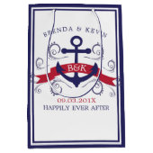 Sac Cadeau Moyen Ancrage marine rouge et bleu avec tourbillons (Devant)