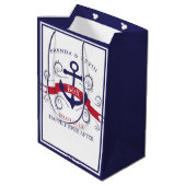 Sac Cadeau Moyen Ancrage marine rouge et bleu avec tourbillons (Dos Angle)