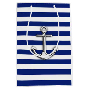 Sac Cadeau Moyen Ancre argent classique