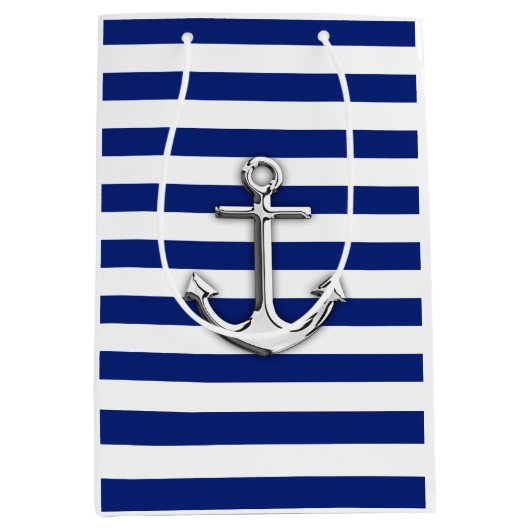 Sac Cadeau Moyen Ancre argent classique (Devant)