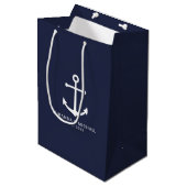 Sac Cadeau Moyen Ancre bleu marine moderne mariage Faveur (Devant Angle)