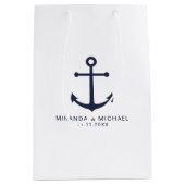 Sac Cadeau Moyen Ancre bleu marine moderne mariage Faveur (Devant)