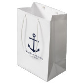 Sac Cadeau Moyen Ancre bleu marine moderne mariage Faveur (Devant Angle)