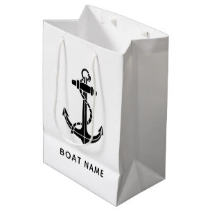 Sac Cadeau Moyen Ancre nautique moderne Nom du bateau Simple Person