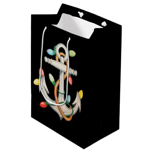 Sac Cadeau Moyen Ancre Noël Lumières Noël Bateau de croisière (Devant Angle)