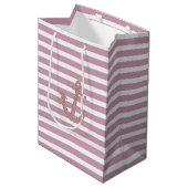Sac Cadeau Moyen Ancre Parties scintillant Pink Stripes Faux (Devant Angle)