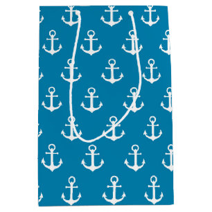 Sac Cadeau Moyen Ancres nautiques bleues d'Aqua