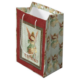 Sac Cadeau Moyen Ange de Noël élégant classique victorien vintage