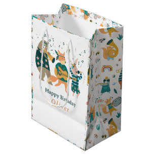 Sac Cadeau Moyen Animaux mignons Bande Anniversaire