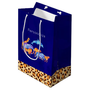 Sac Cadeau Moyen Animaux sauvages avec une frontière Empreinte de l
