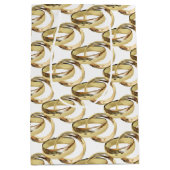 Sac Cadeau Moyen Anneaux Mariages Or Sur Blanc (Devant)