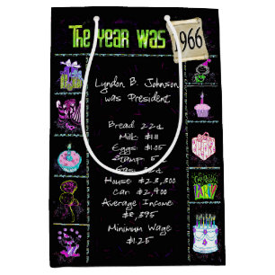 Sac Cadeau Moyen Année De Naissance 1966 Fun Trivia On Black