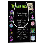 Sac Cadeau Moyen Année De Naissance 1985 Fun Trivia On Black (Devant)