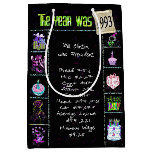 Sac Cadeau Moyen Année De Naissance 1993 Fun Trivia On Black
