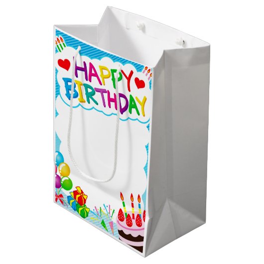 Sac cadeau moyen anniversaire (Devant Angle)