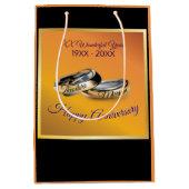 Sac Cadeau Moyen Anniversaire 💛 50e ✨ des Anneaux de Mariage d'or (Devant)