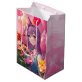 Sac Cadeau Moyen Anniversaire à thème Anime fille (Devant Angle)