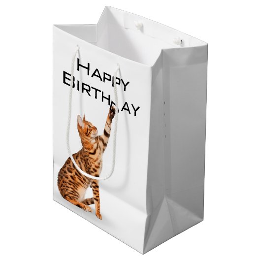 Sac Cadeau Moyen Anniversaire Bengale Chat (Devant Angle)