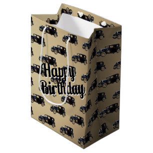 Sac Cadeau Moyen Anniversaire Black Antique Car