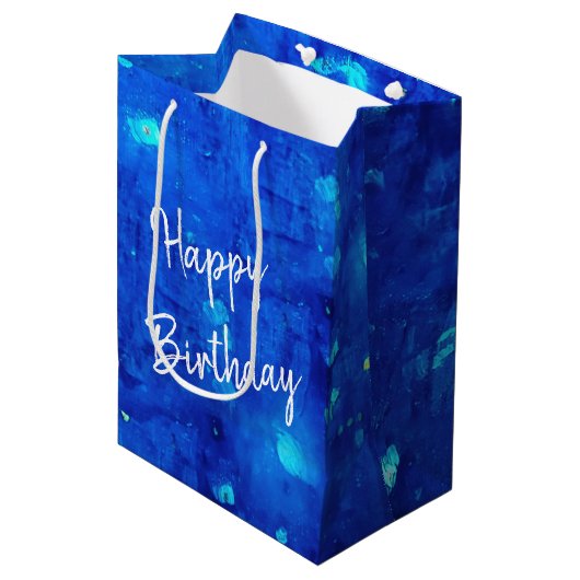 Sac Cadeau Moyen Anniversaire Blue Neon Espace extra-atmosphérique (Devant Angle)