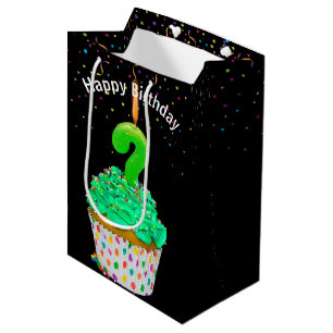 Sac Cadeau Moyen Anniversaire Bougie Point de question sur Cupcake