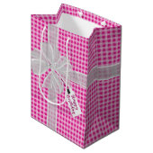 Sac Cadeau Moyen Anniversaire Bow En vichy (Devant Angle)