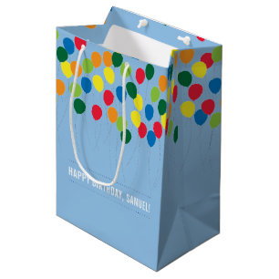Sac Cadeau Moyen Anniversaire coloré de garçons de ballons