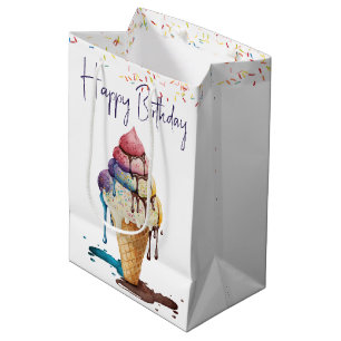 Sac Cadeau Moyen Anniversaire Crème de glace cône