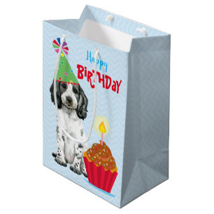 Sac Cadeau Moyen Anniversaire Cupcake Anglais Cocker Espagnol