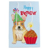 Sac Cadeau Moyen Anniversaire Cupcake French Bulldog Medium Cadeau (Devant)