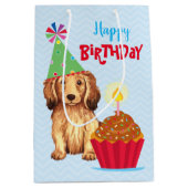 Sac Cadeau Moyen Anniversaire Cupcake LonghEI Dachshund (Devant)