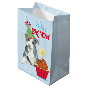 Sac Cadeau Moyen Anniversaire Cupcake Pit Bull Terrier