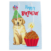 Sac Cadeau Moyen Anniversaire Cupcake Yellow Lab (Devant)