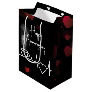 Sac Cadeau Moyen Anniversaire de battement de coeur avec Steaming C
