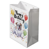 Sac Cadeau Moyen Anniversaire de Bulldog (Dos Angle)