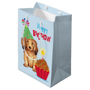 Sac Cadeau Moyen Anniversaire de Cupcake Dachshund