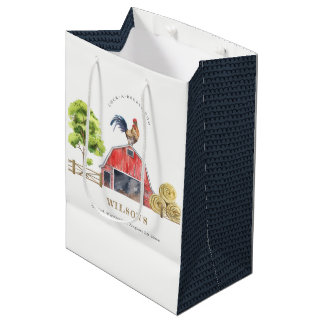 Sac Cadeau Moyen Anniversaire de enfant d'aquarelle de la ferme de