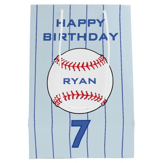 Sac Cadeau Moyen Anniversaire de enfant de base-ball personnalisé (Dos)
