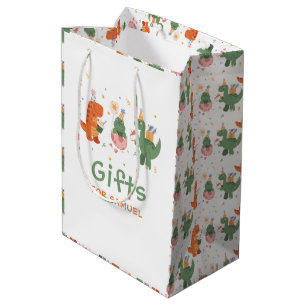 Sac Cadeau Moyen Anniversaire de enfant de dinosaures enfantins col