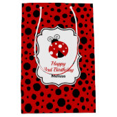 Sac Cadeau Moyen Anniversaire de enfant Pois Red Black Ladybug Fram (Devant)