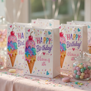 Sac Cadeau Moyen Anniversaire de glace pastel personnalisé