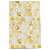 Sac Cadeau Moyen Anniversaire de Honeycomb jaune or (Devant)