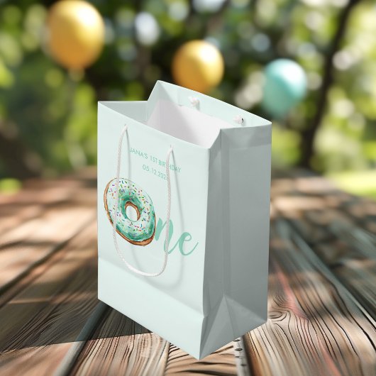Sac Cadeau Moyen Anniversaire de la Donut verte