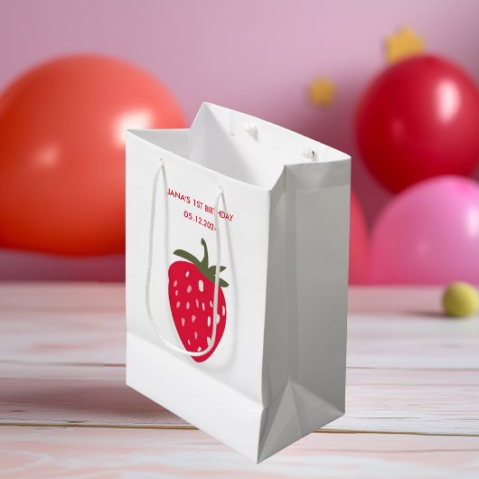 Sac Cadeau Moyen Anniversaire de la fraise douce