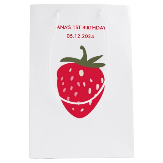 Sac Cadeau Moyen Anniversaire de la fraise douce (Devant)