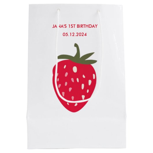 Sac Cadeau Moyen Anniversaire de la fraise douce (Dos)