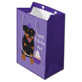 Sac Cadeau Moyen Anniversaire de Rottweiler personnalisable (Devant Angle)